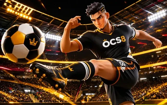 OCS8 promotion banner with a footballer in a stadium